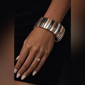 ✨ Bold Tri-Tone Stretch Bracelet | Gold Silver Gunmetal | Statement Jewelry ✨